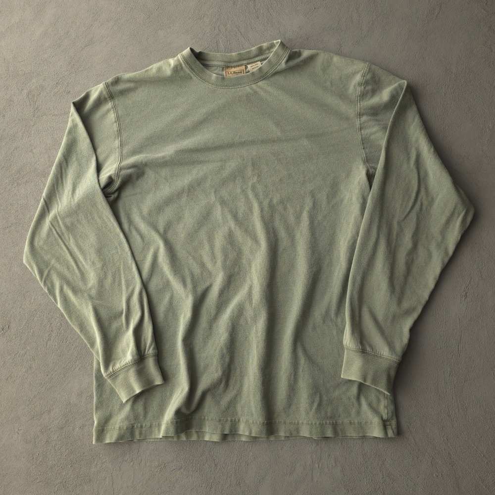 Vintage 2000s L.L.Bean Green Long Sleeve T-shirt Small Cotton Crewneck